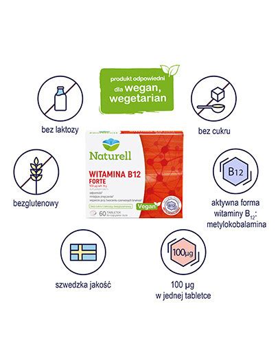 Naturell witamina B12 Forte 0 1mg 60 tabletek ᐈ Cena Opinie Wskazania