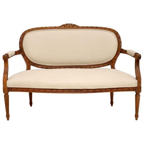 Antique French Carved Walnut Salon Sofa At 1stdibs