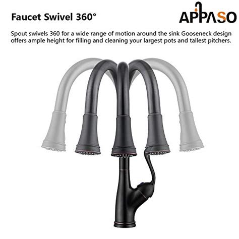 Appaso Pull Down Kitchen Faucet With Sprayer Oil Rubbed Bronze Single Handle One Hole High Arc