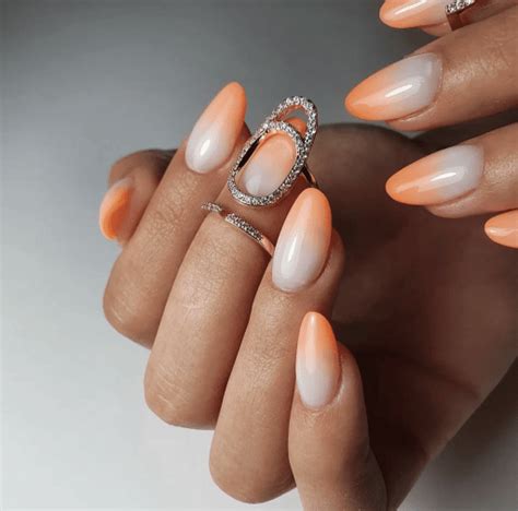 White To Orange Oval Ombre Nails Pictures Photos And Images For