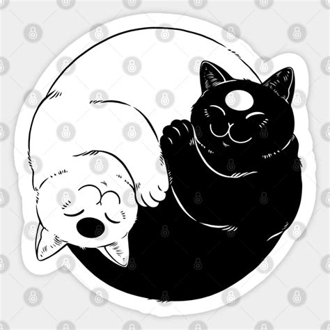 Yin Yang Cute Sleeping Cats Yin Yang Cats Sticker Teepublic