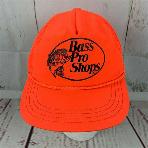 Vintage Bass Pro Shops Neon Orange Black Snapback Hat Hats