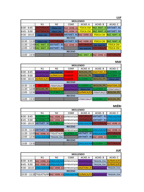 Horario Oficial Verano 2024 Pdf Geometría Matemáticas