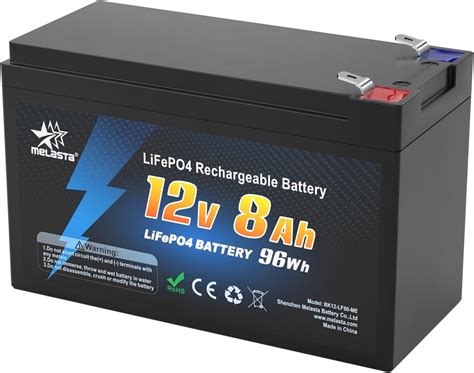 Melasta 12V 8Ah LiFePO4 Batterie BMS Schutz Wiederaufladbar 2000