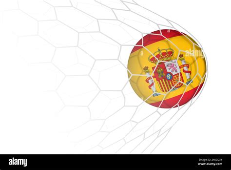 Spain Flag Soccer Ball In Net Vector Sport Illustration Stock Vector