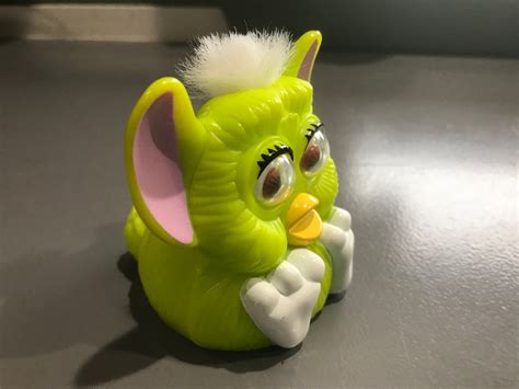 Vintage 1998 Mcdonalds Furby Bright Green With White Hair Toy Etsy