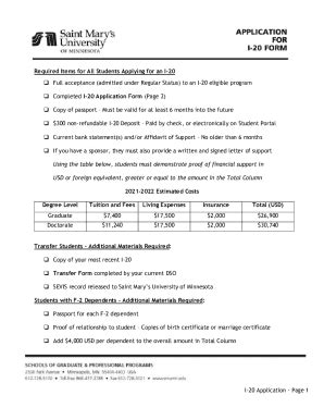 Fillable Online Required Items For All Students Applying For An I 20