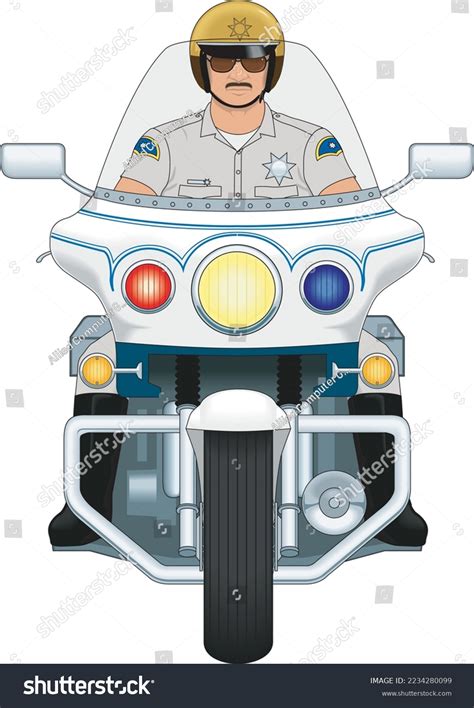 Motorcycle Cop On Patrol Vector Illustration Stock Vector (Royalty Free ...