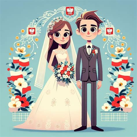 A poster for a wedding with a bride and groom | Premium AI-generated image