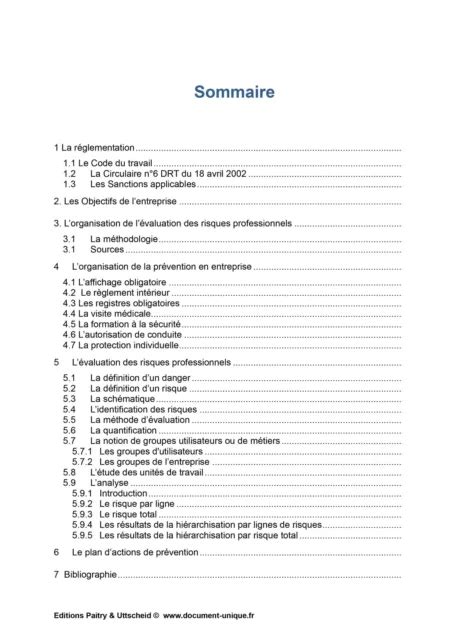 Document Unique D Valuation Des Risques Professionnels M Tier Pr