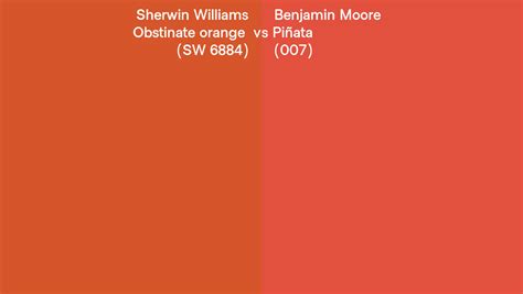 Sherwin Williams Obstinate Orange Sw Vs Benjamin Moore Pi Ata