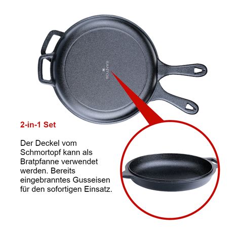 Santos Grillpfannen Set Cm Gusseiserne Pfanne Deckel Schmoren