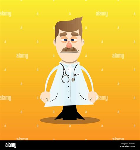 Funny Cartoon Doctor Standing Vector Illustration Stock Vector Image