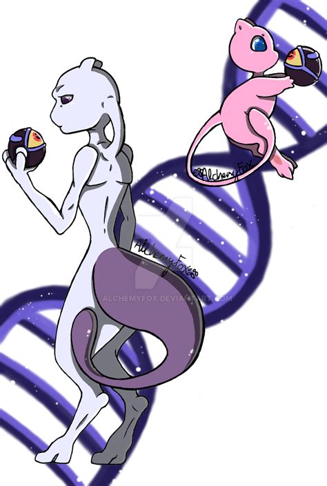 Mewtwo And Mew By Alchemyfox On Deviantart