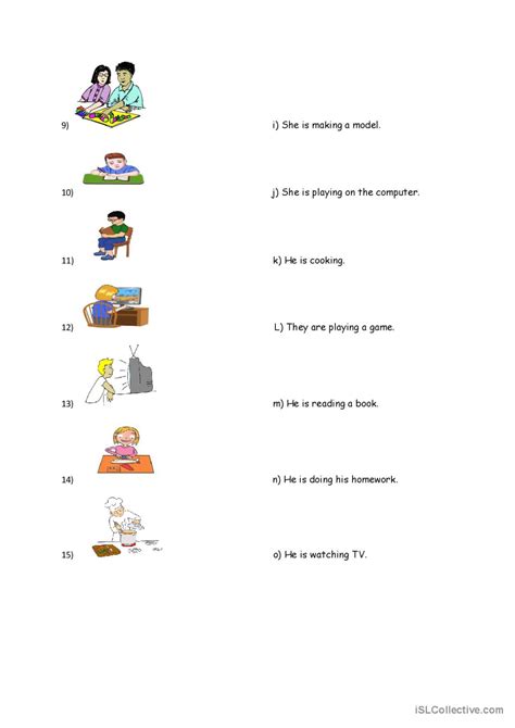 Present Continuous Matching Activity… English Esl Worksheets Pdf And Doc