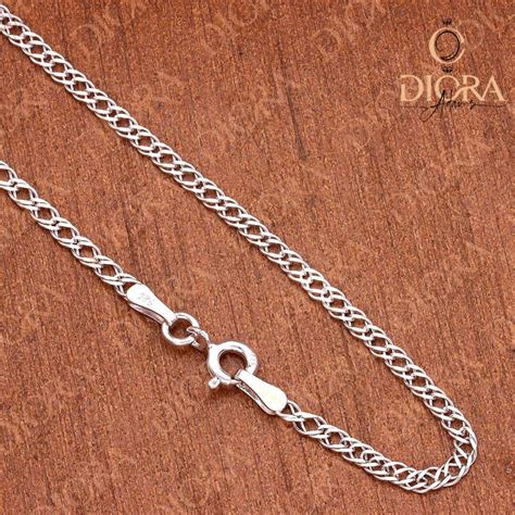 Silver Rombo Chain Necklace Mm Width Double Curb Chain