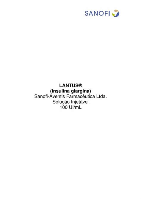 Pdf Lantus Insulina Glargina Sanofi Aventis Farmac Utica Dokumen