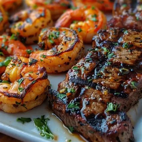 Garlic Butter Grilled Steak And Shrimp