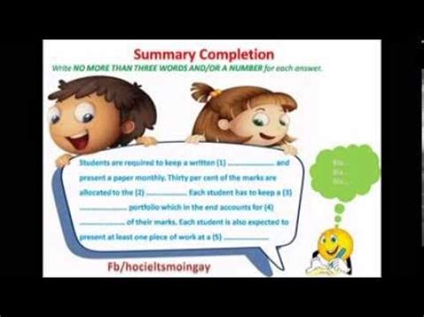 IELTS LISTENING SUMMARY COMPLETION Môi