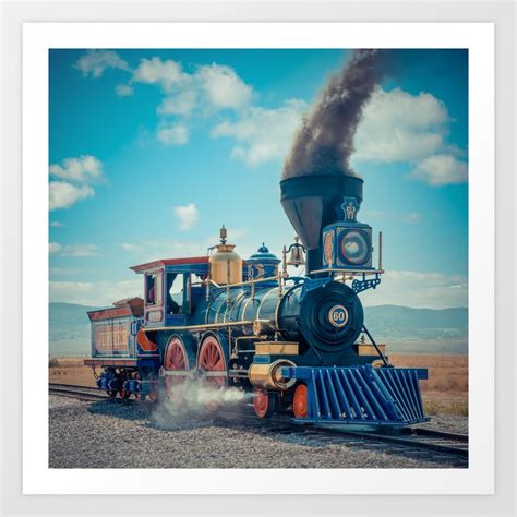 Central Pacific Jupiter Locomotive Golden Spike Art Print by Enzwell ...