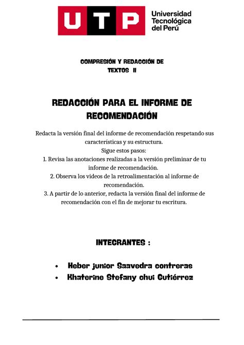 S6 Informe de recomendación final COMPRESIÓN Y REDACCIÓN DE TEXTOS