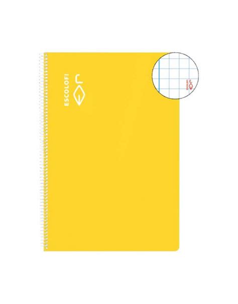 ESCOLOFI CUADERNO ESPIRAL 100 HOJAS FOLIO 6X6 CON MARGEN AMARILLO 180939103