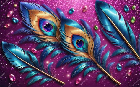 Premium Ai Image Glitter Feathers With Gems And Shimmer Carnaval