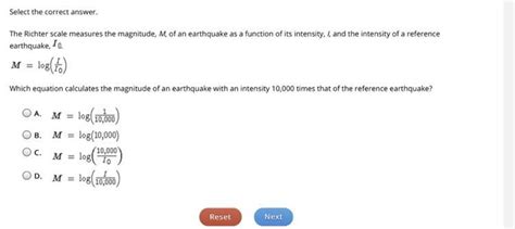 📈the Richter Scale Measures The Magnitude M Of An Earthquake As A Function Of Its Intensity I