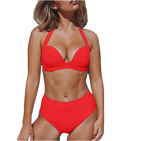 Ersazi Womens Bathing Suits Split Solid Steel Bikini Swimsuit Two Piece