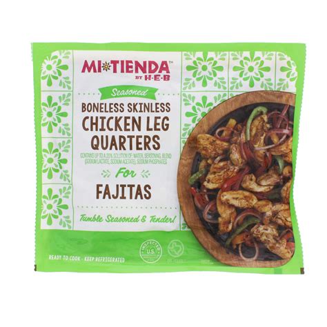 H E B Mi Tienda Boneless Skinless Seasoned Chicken Leg Meat For Fajitas