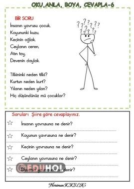 Oku Anla Boya Cevapla 6 Eduhol Etkinlik İndir Oyun Oyna Test Çöz