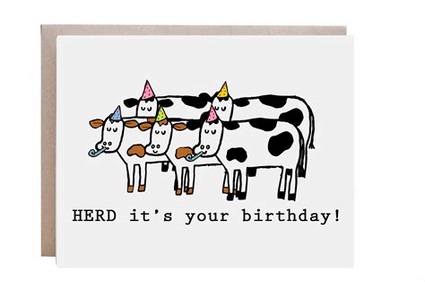 Pun Birthday Card Funny Birthday Card Cow Birthday Card Cow Card