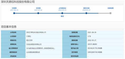 新动态！天德钰冲刺科创板ipo提交注册产品公司上交所