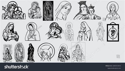 Virgin Mary Silhouette Black Vector Stock Vector Royalty Free