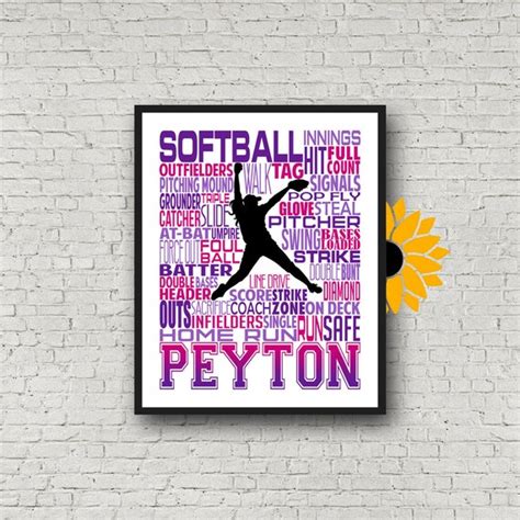 Softball Gift Softball Art Softball Poster Softball - Etsy