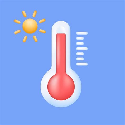 Termômetro 3D medindo o calor Sinal de tempo quente Meça a previsão da