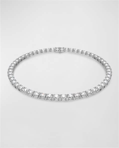 Swarovski Millenia Necklace With Square Cut Crystals And Rhodium Tone