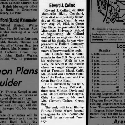 Obituary For Edward J Collard Aged Newspapers