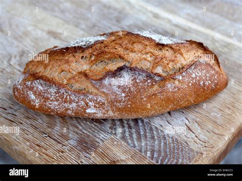 A Loaf Of Freshly Baked Wholemeal Bread Stock Photo Alamy