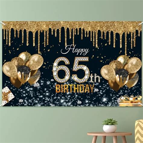 Black Golden 65th Birthday Banner Birthday Backdrop Party - Temu