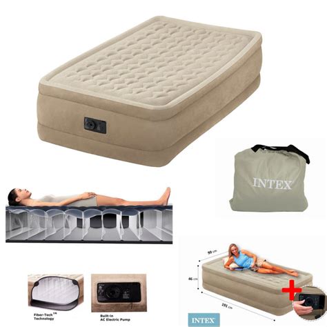 MATELAS GONFLABLE ELECTRIQUE 1 PLACE INTEX ULTRA PLUSH FIBER TECH Pas