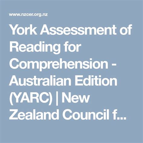 York Assessment Of Reading For Comprehension Australian Edition Yarc New Zealand Council