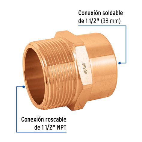 48896 CC 615 TRUPER Conector De Cobre Rosca Exterior 1 1 2 Foset