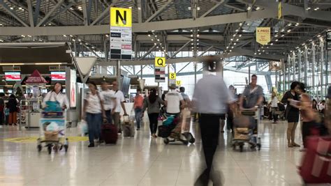 Stock Video Of Busy Airport Terminal Time Lapse Slowly 13780601