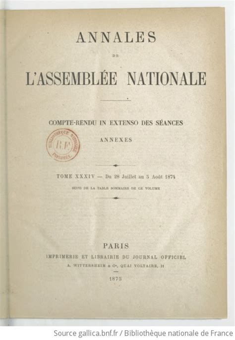 Annales De L Assembl E Nationale Compte Rendu In Extenso Des S Ances