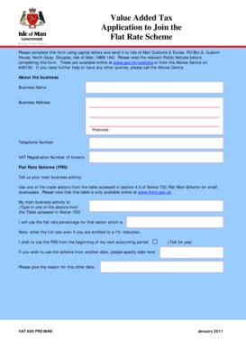 Fillable Online Gov Value Added Tax Application To Join The Flat Rate