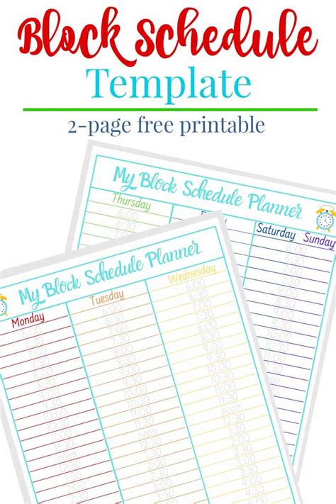 Block Schedule Template - Organized 31