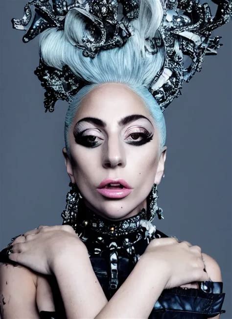 Lady Gaga Styled By Nick Knight Posing Photohoot Set Stable