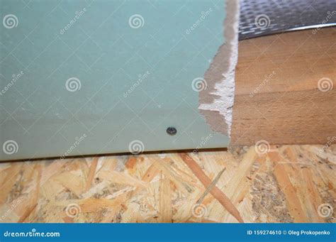 Plasterboard Installation on the Ceiling and Wall Stock Photo - Image ...