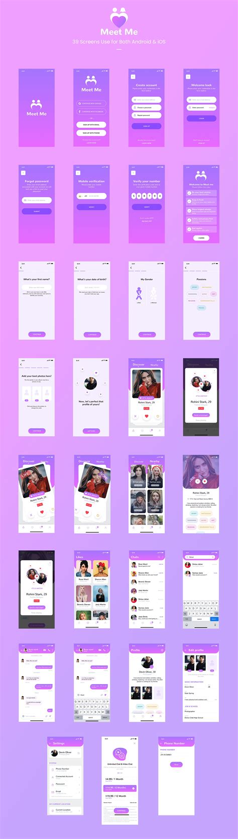 Meet Me - Dating App UI Kit - Figma by Chiragvadukia | Codester